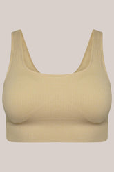 Studio Ribbed Sports Bra - Beige-Araa Active