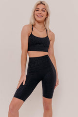 Elsa Black Leopard Print Racerback Bra - Black Leopard-Araa Active