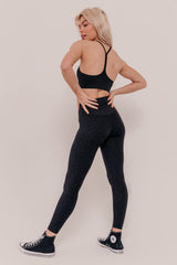 Elsa Black Leopard Print Racerback Bra - Black Leopard-Araa Active