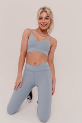 Flex Crossed Waistband Leggings - Light Blue-Araa Active
