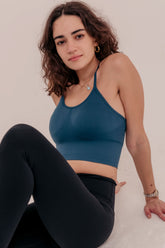 Lounge Sports Bra - Petrol Blue-Araa Active
