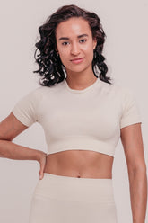 Sena Short Sleeve Top - Ivory White-Araa Active