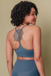 Soul Racerback Sports Bra - Petrol Blue-Araa Active