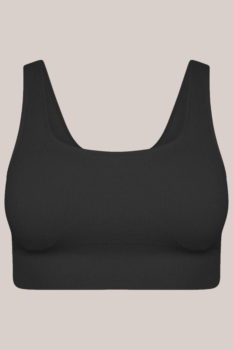 Studio Ribbed Sports Bra - Black-Araa Active