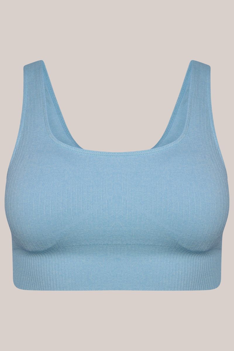 Studio Ribbed Sports Bra - Blue-Araa Active