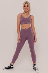 Flex Crossed Waistband Leggings - Purple-Araa Active