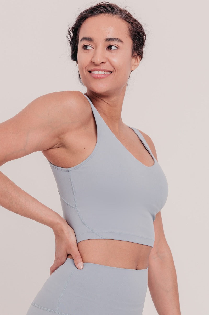 Kama U-Cut Sports Bra - Light Blue-Araa Active