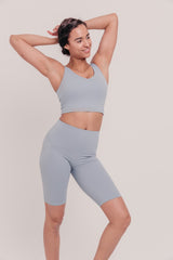 Kama U-Cut Sports Bra - Light Blue-Araa Active