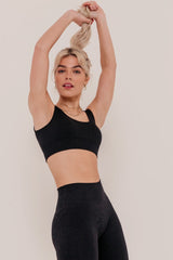 Rosa Ribbed Sports Bra - Black-Araa Active