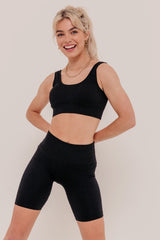 Rosa Ribbed Sports Bra - Black-Araa Active