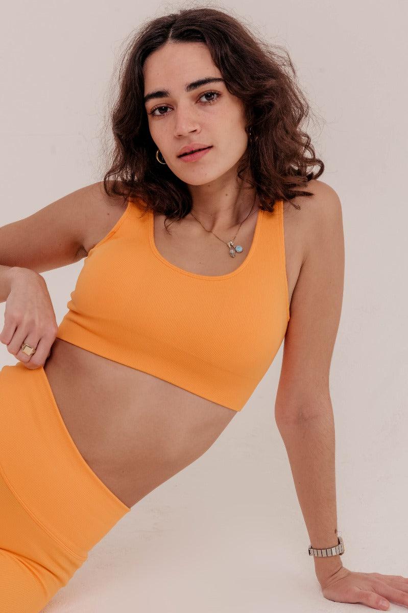 Rosa Ribbed Sports Bra - Yellow-Araa Active