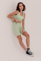 Rosa Ribbed Bicycle Shorts - Mint Green-Araa Active