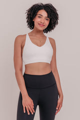 Shape Strappy Sports Bra - White-Araa Active