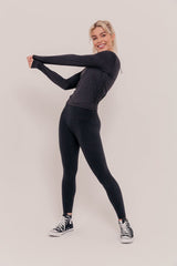 Stella Long Sleeve Top - Black-Araa Active