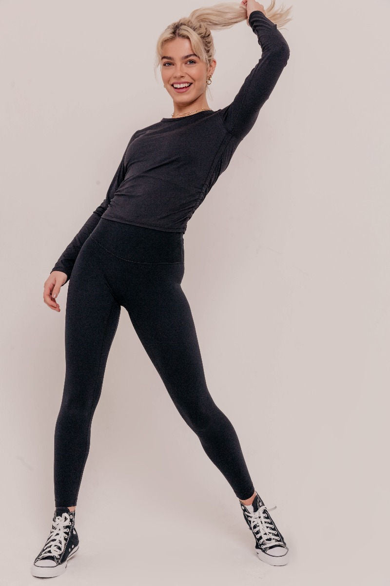 Stella Long Sleeve Top - Black - Araa Active