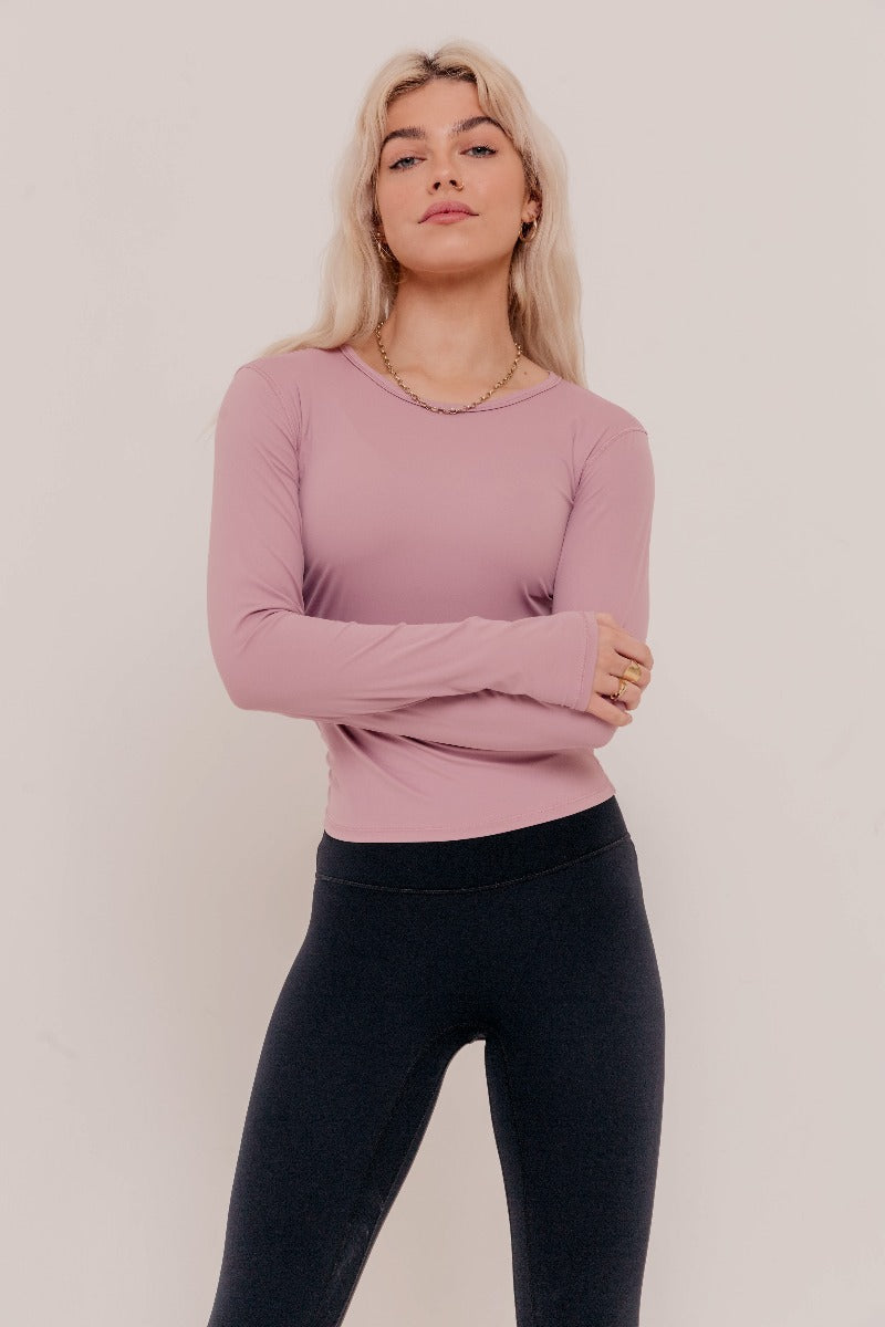 Stella Long Sleeve Top - Dusty Pink - Araa Active
