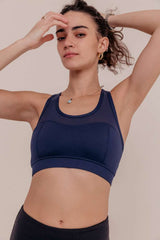Angel Racerback Sports Bra - Dark Blue-Araa Active